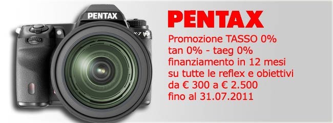 Promozione tasso 0% Pentax in 12 mesi