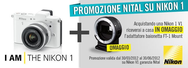 Promozione Nital: in omaggio adattatore baionetta FT-1 su ogni Nikon 1 V1