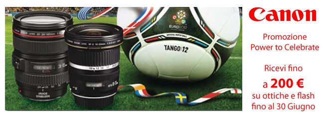Canon promozione Power to Celebrate: su ottiche e flash ricevi gift card fino a 200 