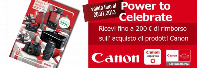 Rimborsi Canon - promozione Power to Celebrate