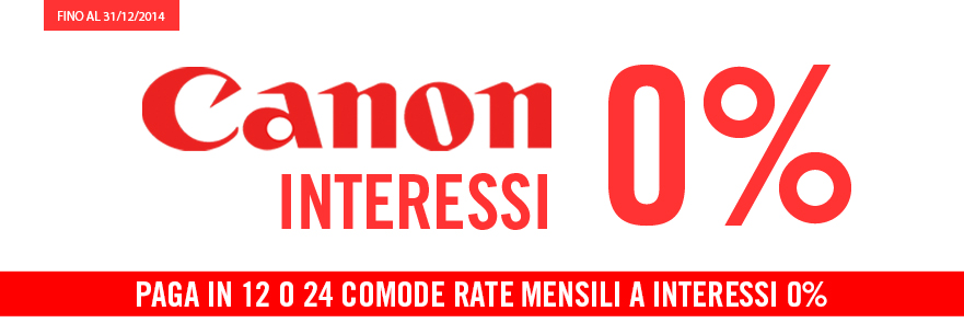 Canon: sono tornati i finanziamenti a interessi 0%
